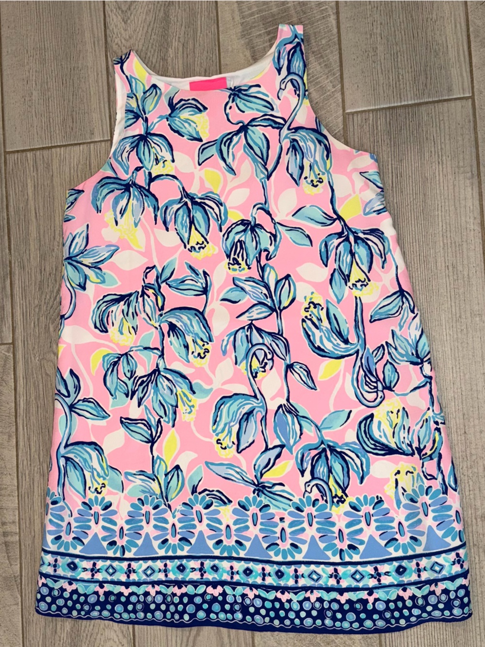 Lilly Pulitzer Jackie Silk Shift Dress Sweet Pea Pink Blue Size Medium